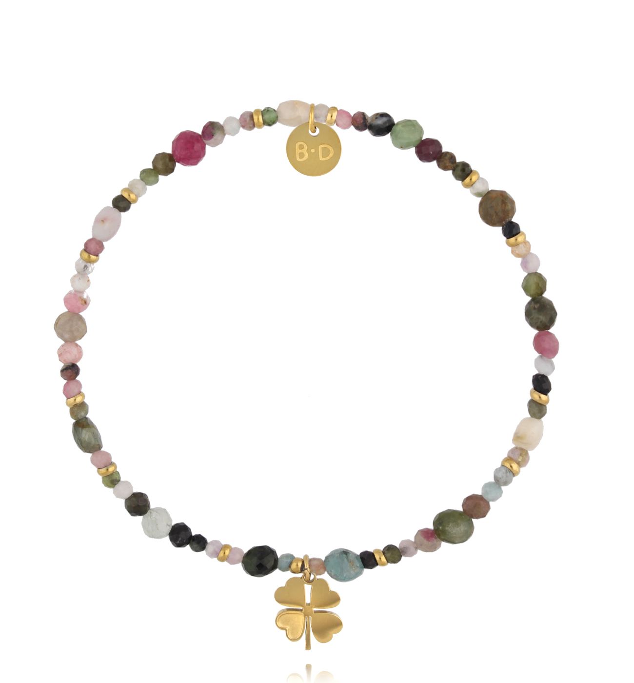 Bransoletka z turmalinami i koniczynką - By Dziubeka