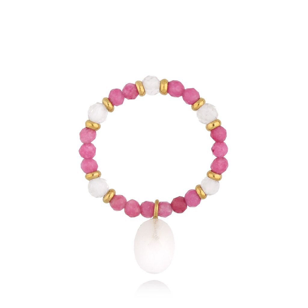 Pierścionek elastyczny z kwarcami Rocher PSC0510