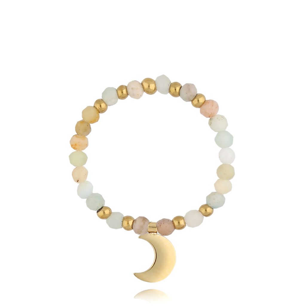 Pierścionek z amazonitami i księżycem Tsuki PSC0411 - By Dziubeka
