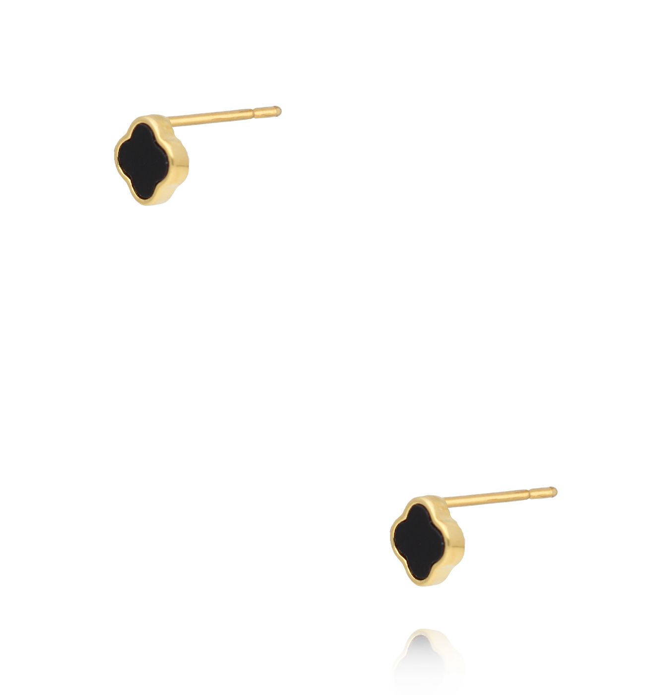 Kolczyki koniczynki z czarnym oczkiem pozłacane KCA0104 - By Dziubeka