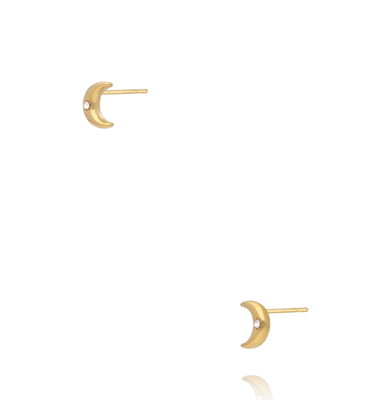 Kolczyki sztyfty – złote księżyce z cyrkonią KSY0540 - By Dziubeka