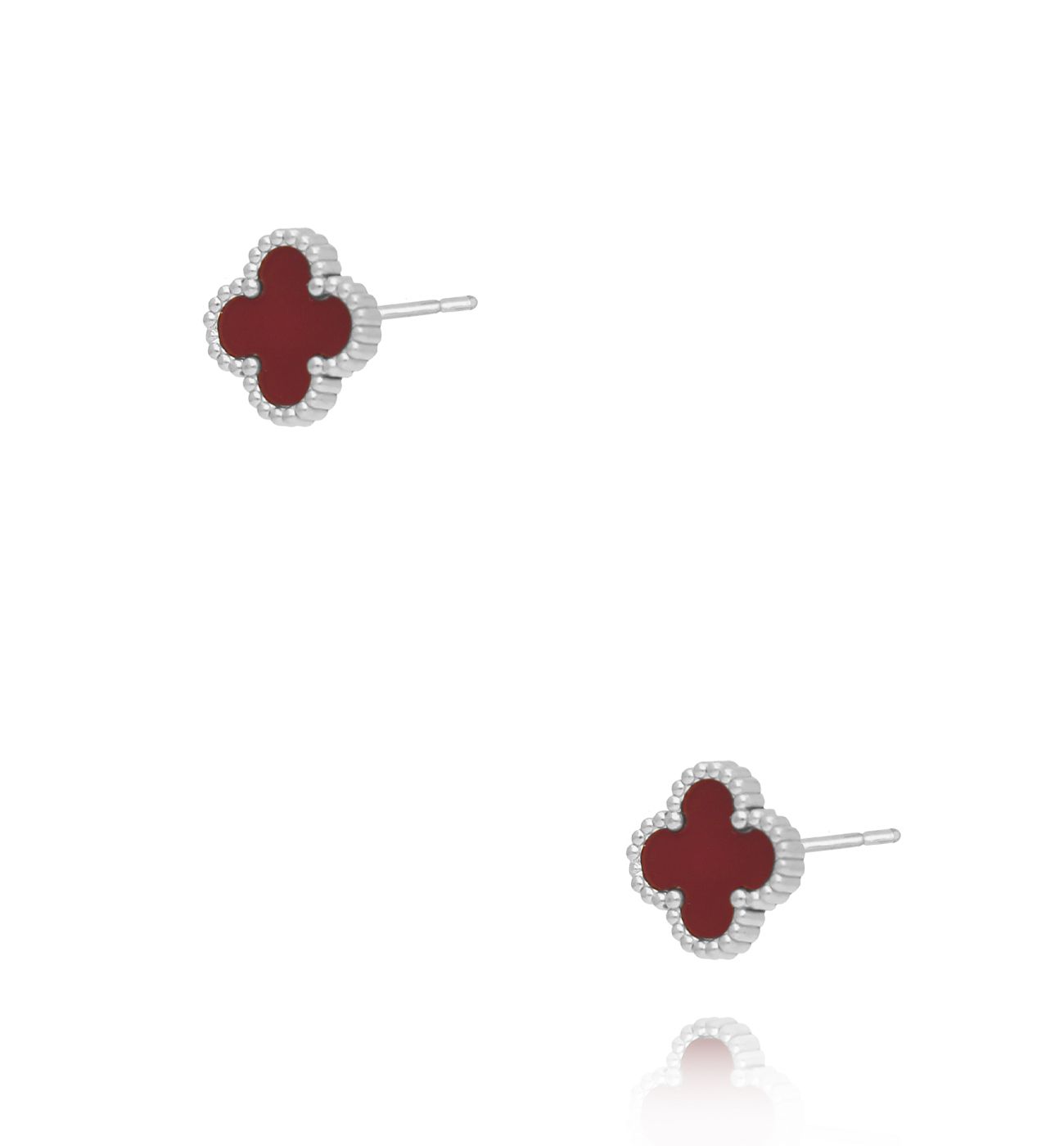 Kolczyki koniczynki bordowe KSY0261 - By Dziubeka