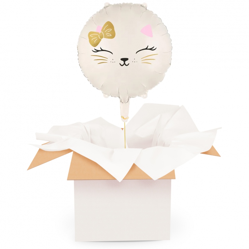 Biały kotek - Balon z helem