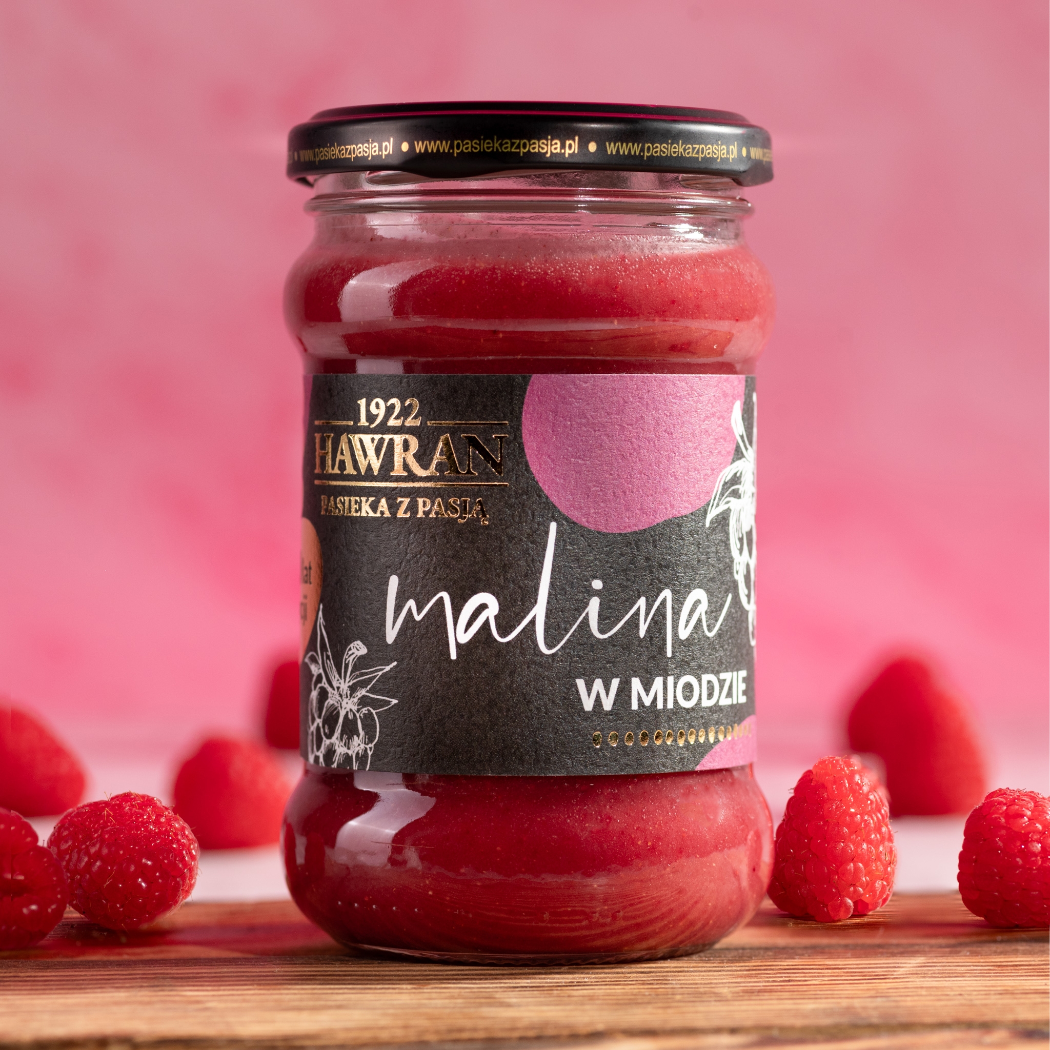 Malina w miodzie wielokwiatowym 370g - Pasieka z Pasją Hawran