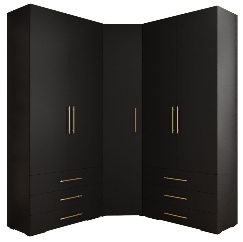 Garderoba wysoka do przedpokoju Abiks INOVA 3 Z7 czarny+złoty 1 szt.