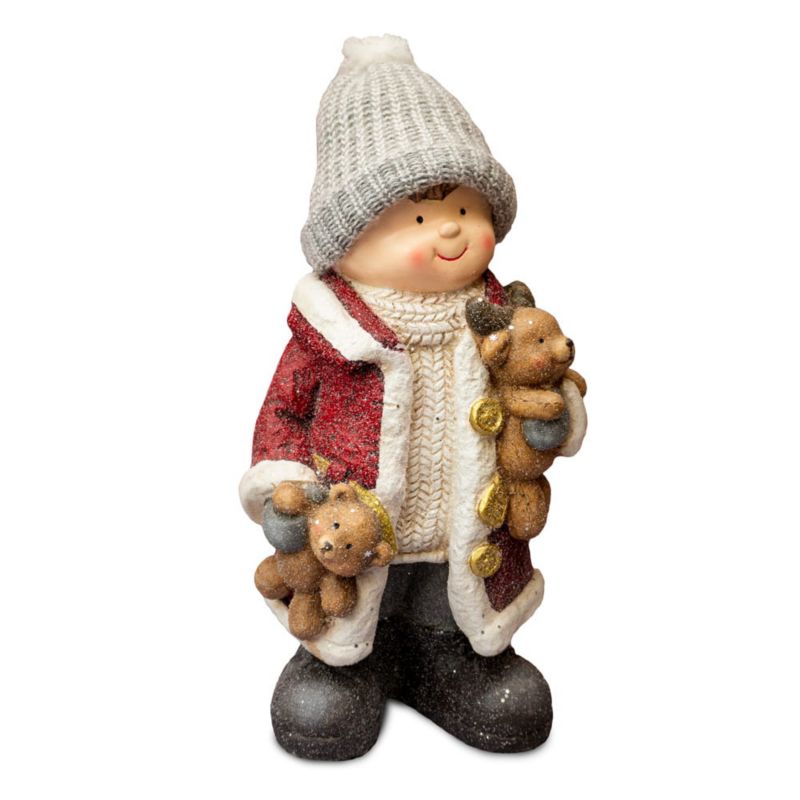 Figurka dekoracyjna chłopiec z misiami, Solis Decor by Aleksandra Sobota, 42 cm, 1 szt.
