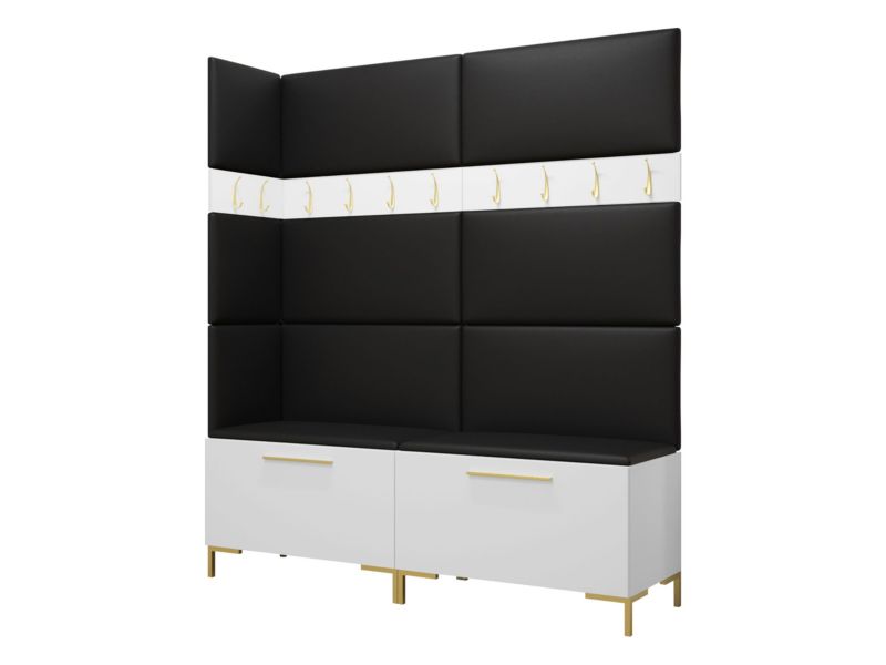 Garderoba MIRJAN 24 Zilion V biały + czarna ekoskóra 1 kpl.