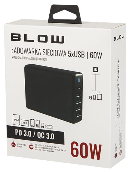 BLOW Ładowarka 4xUSB +USBC 76-008 60W - Henryx24