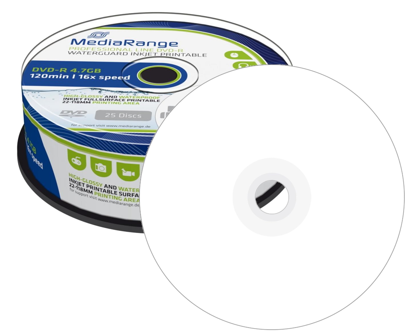 MEDIARANGE DVD-R x16 PRINT GLOSSY c-25 MRPL612 Wodoodporne - Henryx24