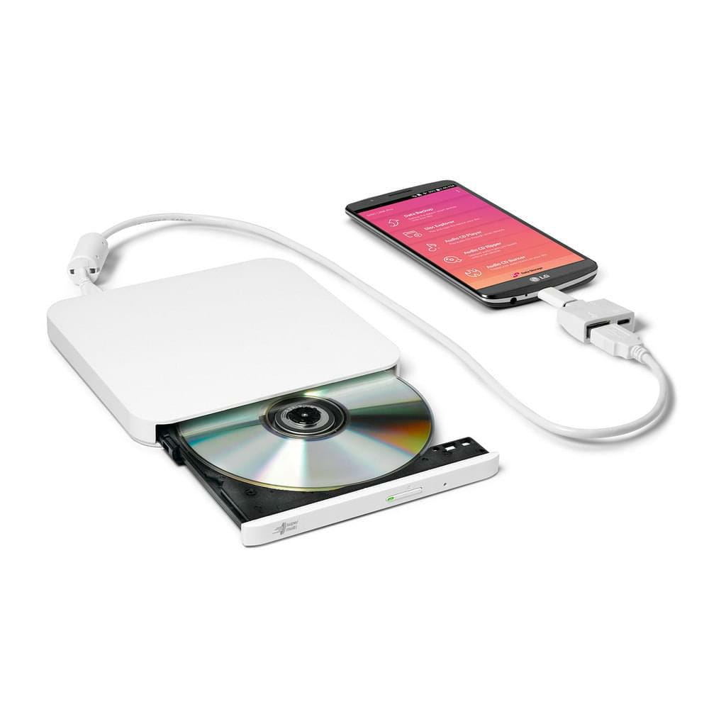 LG Nagrywarka DVD GP95NW70 zewnętrzna SLIM BOX HITACHI OTG Konektor White - Henryx24