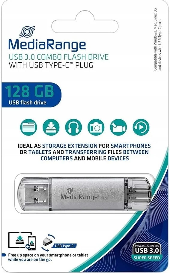 MEDIARANGE USB 3.0 Pendrive 64GB MR937 USBC DUAL - Henryx24