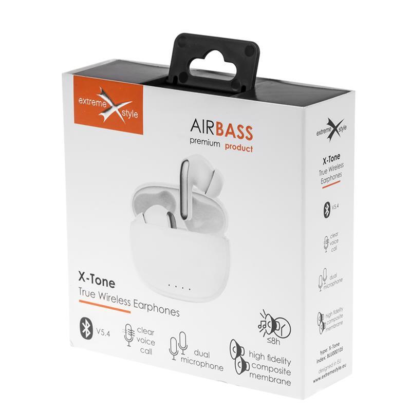 AIRBASS Słuchawki Bluetooth X-TONE białe stacja ładująca BLU000105 - Henryx24