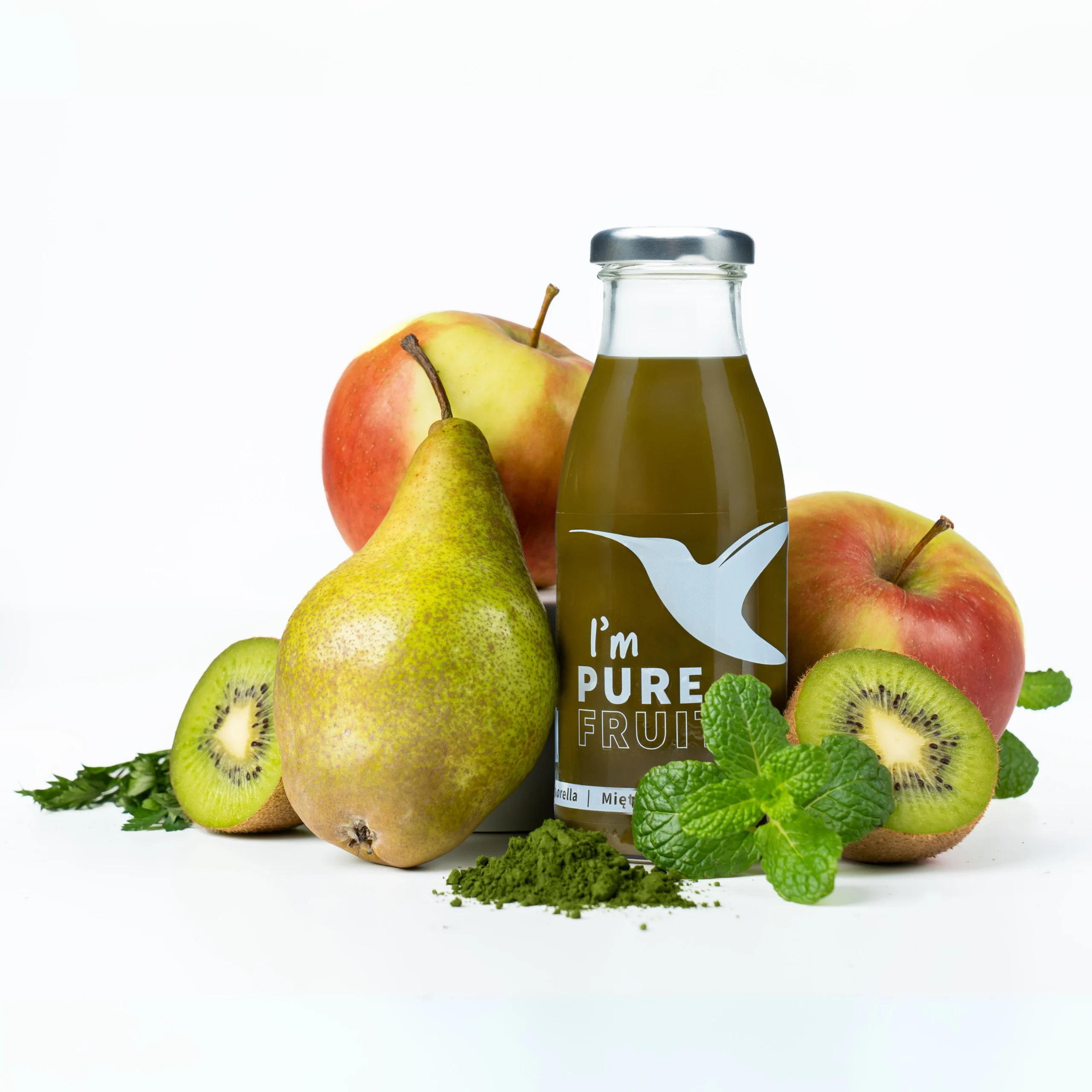 Sok PURE FRUITS z chlorellą, miętą i pietruszką 15x250ml
