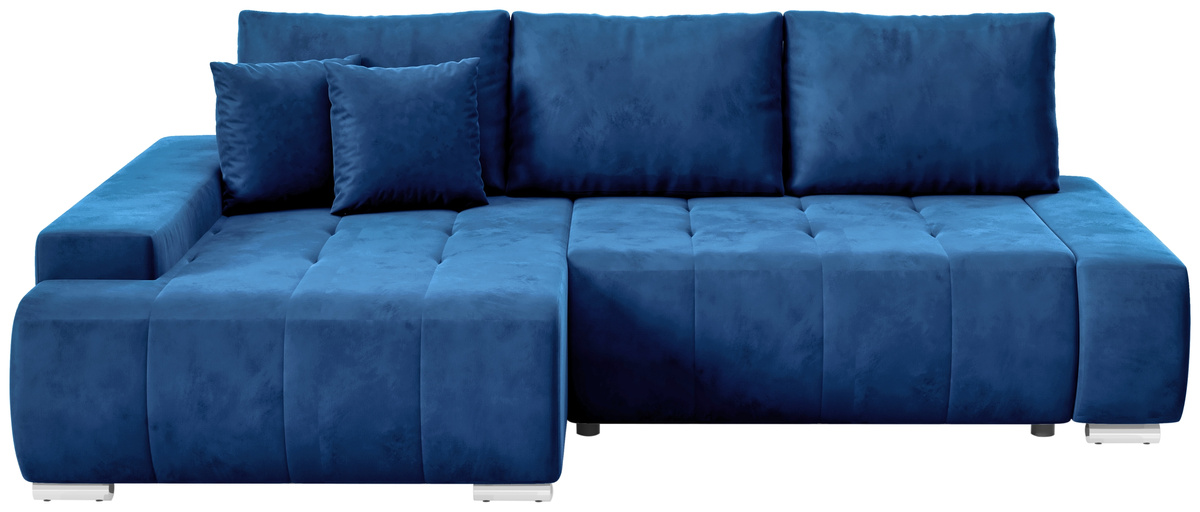 Granatowa kanapa narożna z funkcją spania do salonu VANESSA