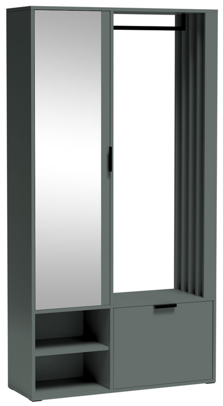 Zielona nowoczesna garderoba do przedpokoju z lustrem MORTIS