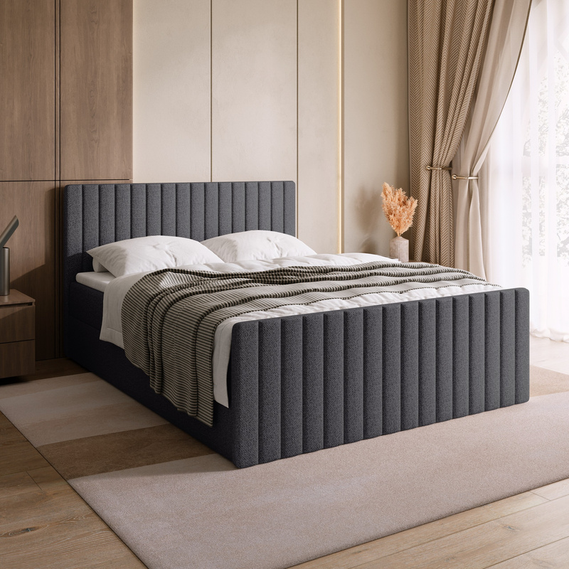 Łóżko kontynentalne DREAM DUO 140x200 cm z pojemnikiem na pościel szare