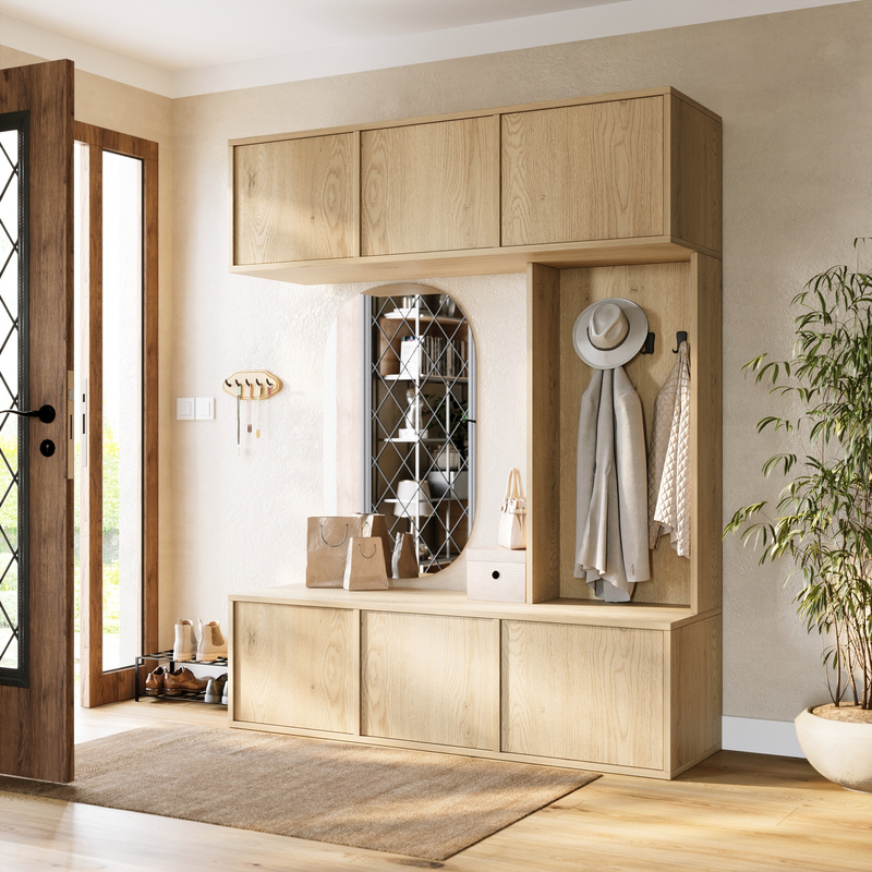 Garderoba do przedpokoju z wieszakami 150 cm HUGE dąb cremona