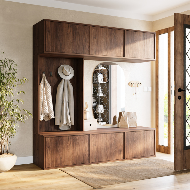 Garderoba do przedpokoju z wieszakami 180 cm HUGE orzech