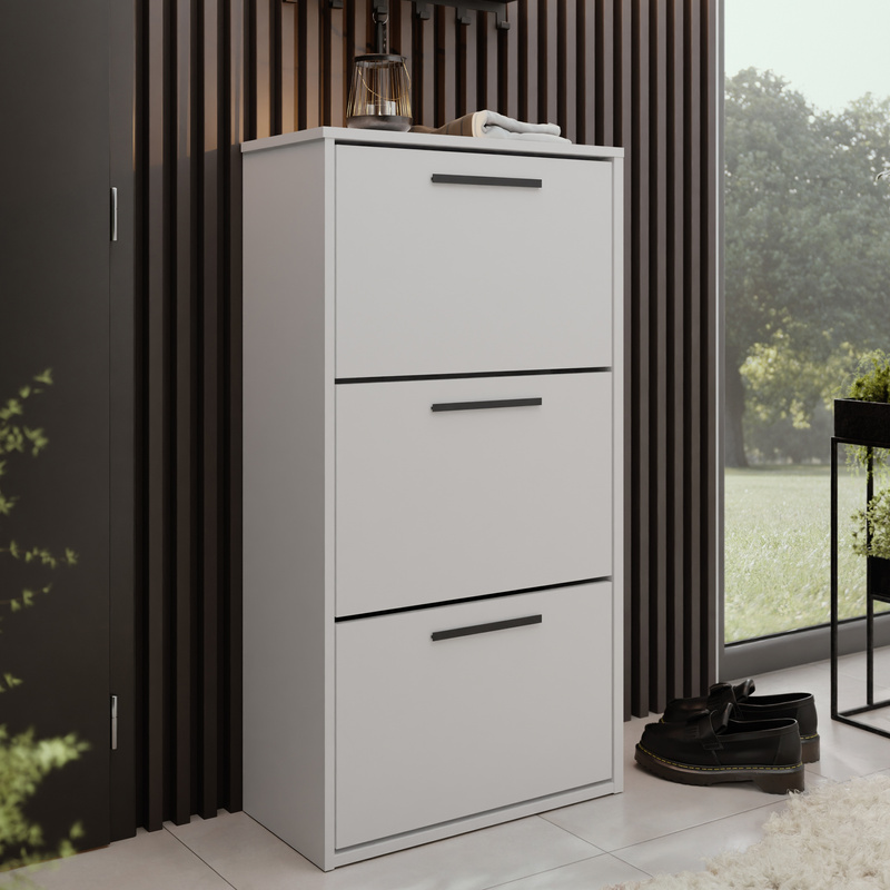 Biała szafka na buty stojąca do przedpokoju 59 cm ANVER