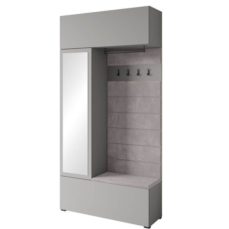 Garderoba na ubrania do przedpokoju z lustrem TESSARO szary