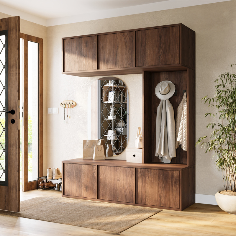 Garderoba do przedpokoju z wieszakami 150 cm HUGE orzech