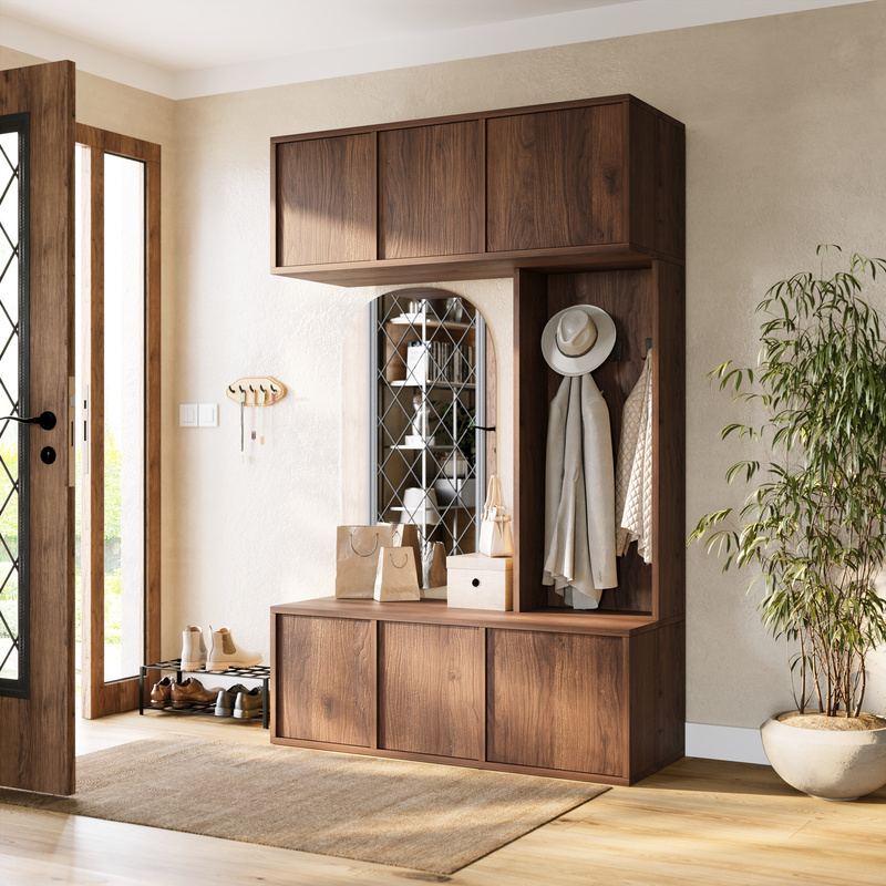 Garderoba do przedpokoju z wieszakami 120 cm HUGE orzech
