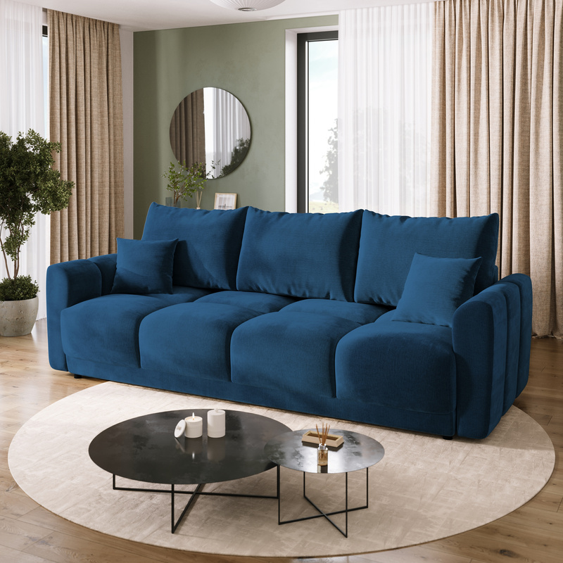 Nowoczesna kanapa z funkcją spania NUBES granatowa