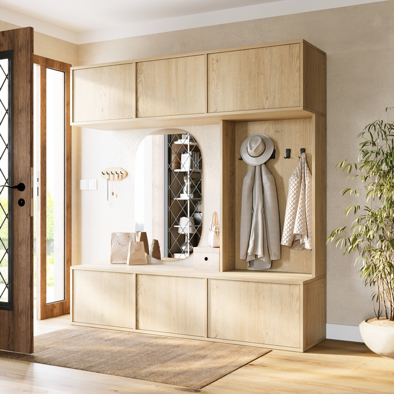 Garderoba do przedpokoju z wieszakami 180 cm HUGE dąb cremona
