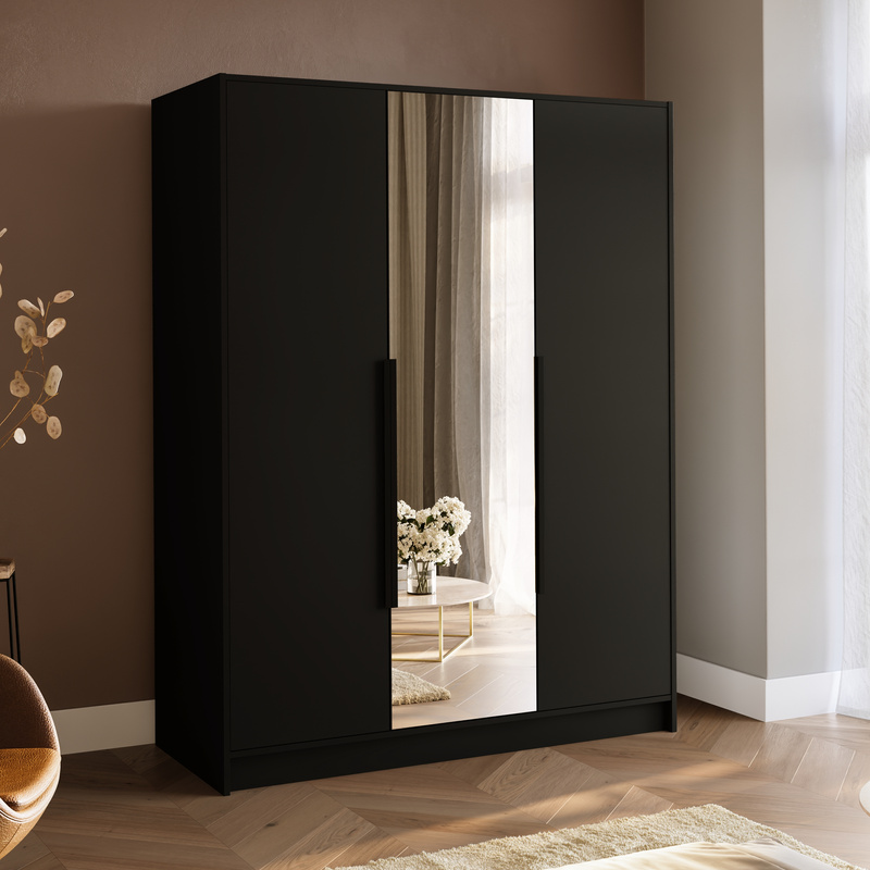 Szafa garderoba z lustrem do przedpokoju 150 cm LESTO czarny