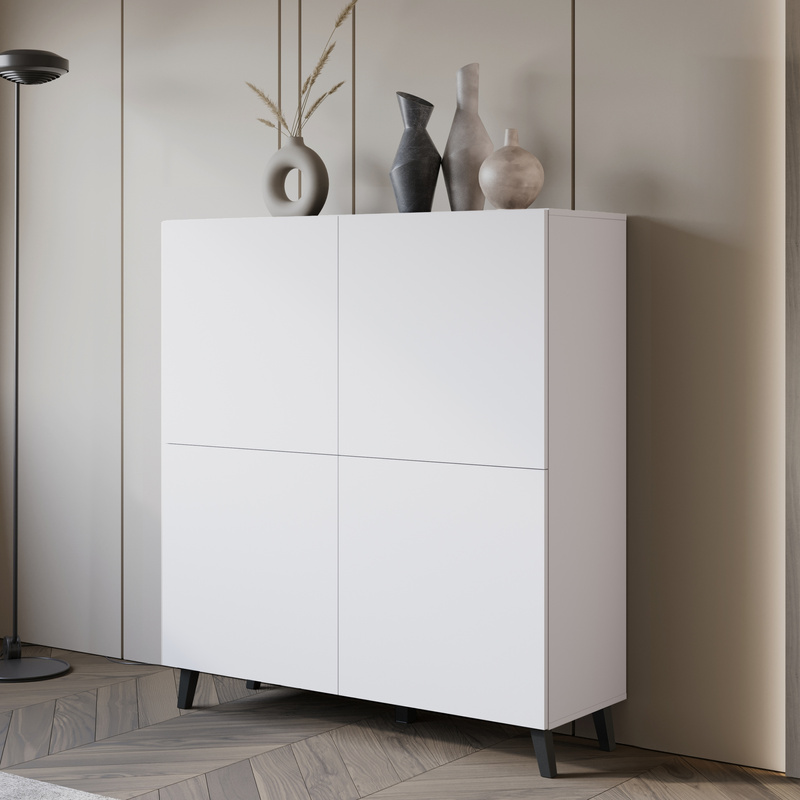 Biała komoda 120 cm na nóżkach do salonu PUNES