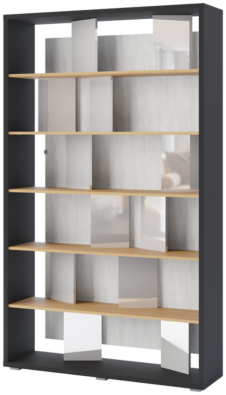 Wysoki regał z półkami do salonu na książki 125 cm wysoki FITT