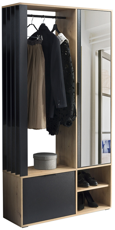 Garderoba do przedpokoju z lustrem MORTIS dąb artisan