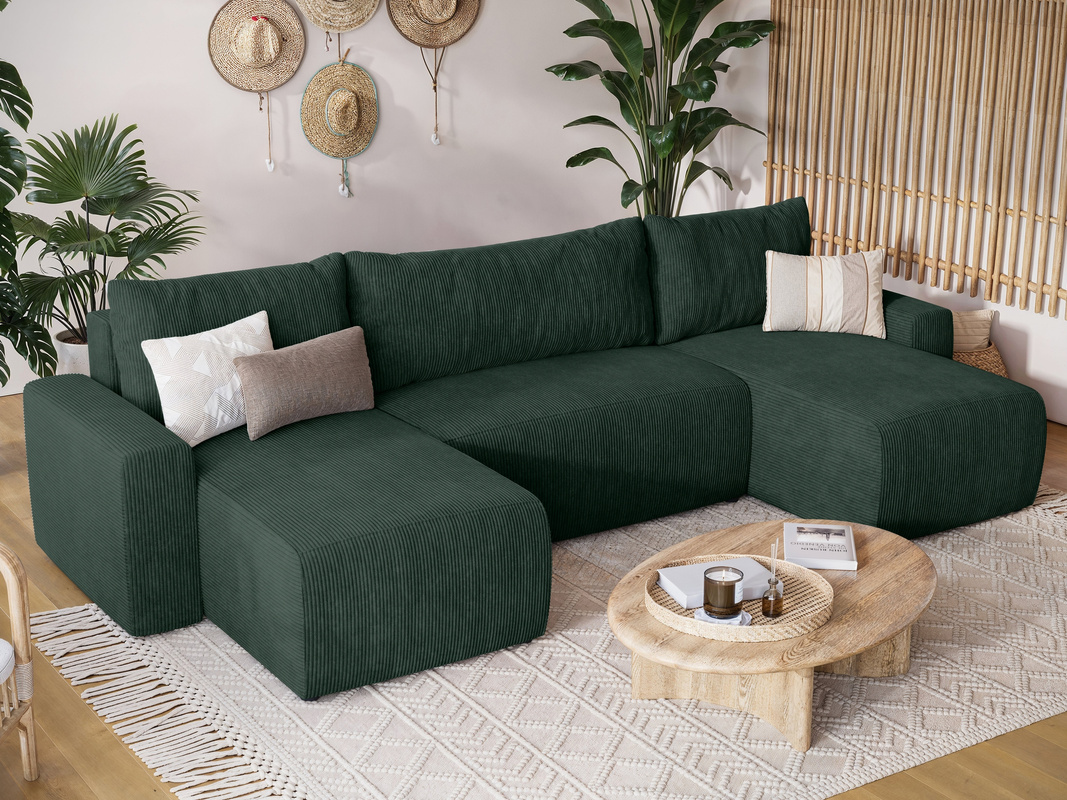 Rogówka z funkcją spania i pojemnikiem na pościel PLUSH U sztruks