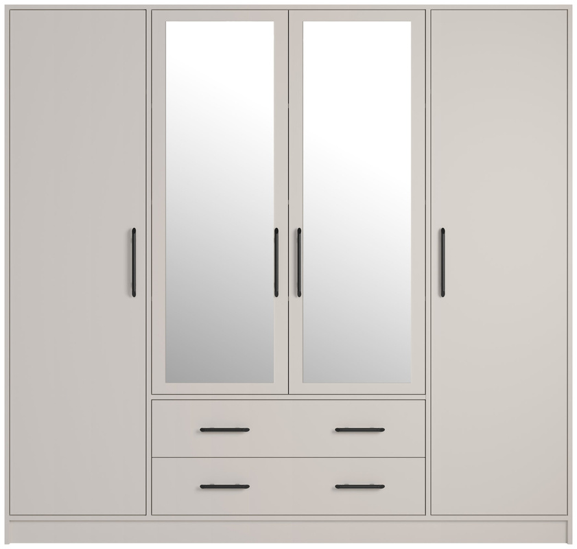 Duża szafa garderoba z lustrem i półkami 200 cm SEVAS kaszmir