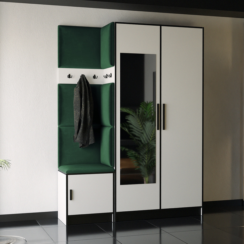 Biała garderoba do przedpokoju z lustrem RIVIO