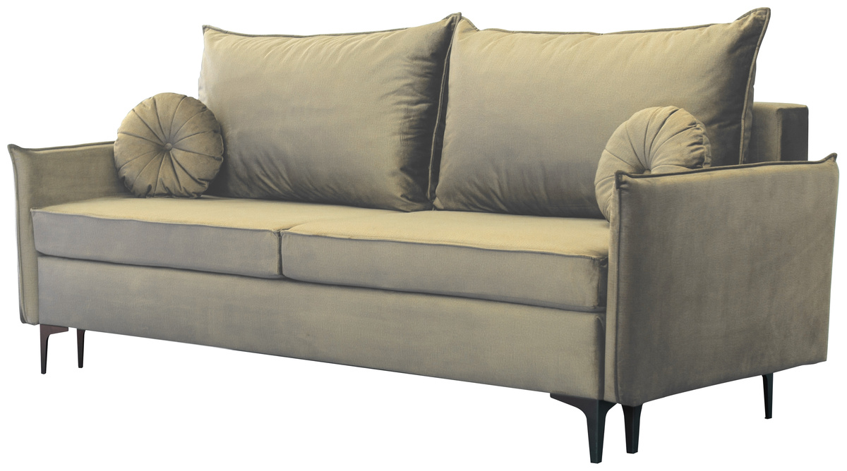 Beżowa kanapa z funkcją spania do salonu na nóżkach LIVO