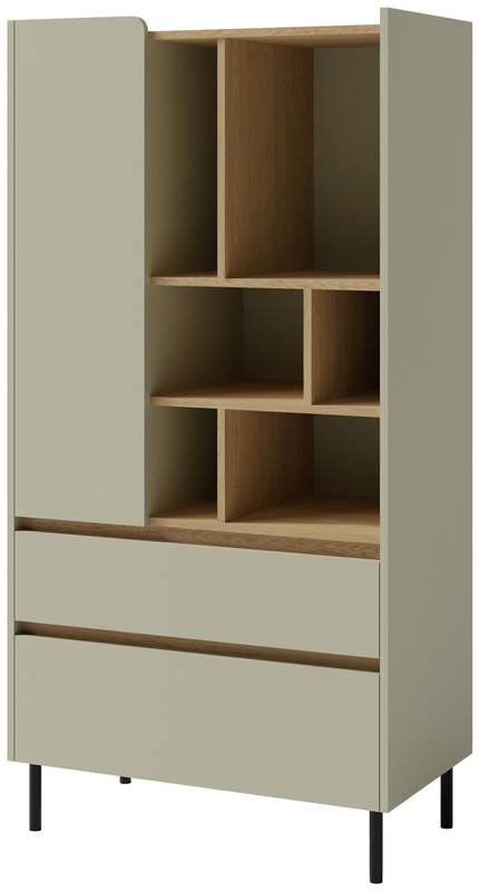 Półotwarty regał młodzieżowy 80 cm na książki z szufladami LISSARO