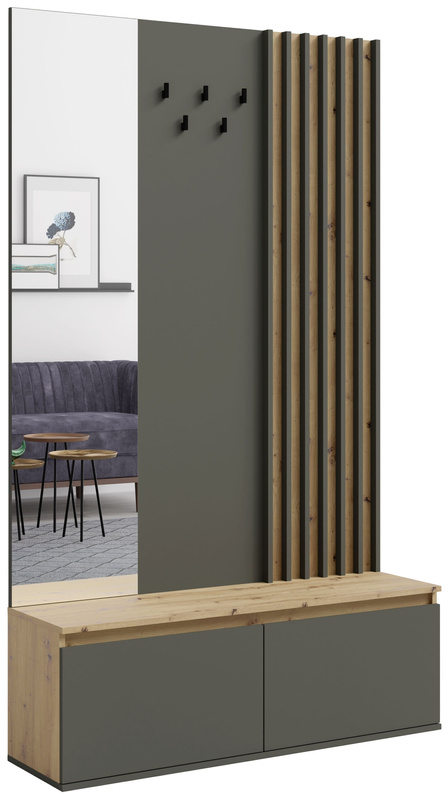 Garderoba do przedpokoju DORIOS dąb artisan front szary grafit