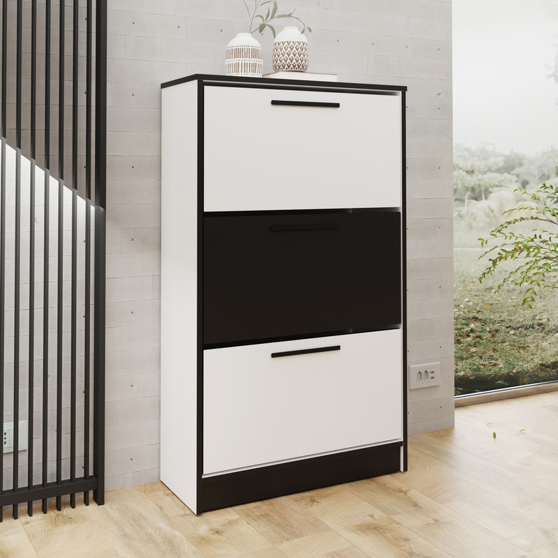 Biała szafka na buty stojąca do przedpokoju 59 cm STAVIO