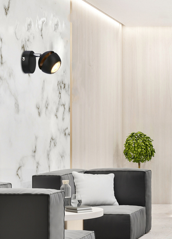 Czarny kinkiet ścienny LED z ciepłym światłem do salonu BONI metal