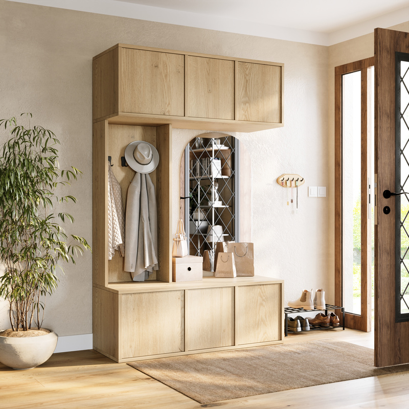 Garderoba do przedpokoju z wieszakami 120 cm HUGE dąb cremona