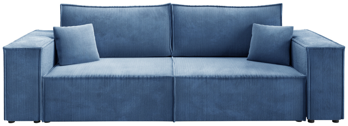 Sztruksowa niebieska kanapa z funkcją spania rozkładana do salonu PEDRO