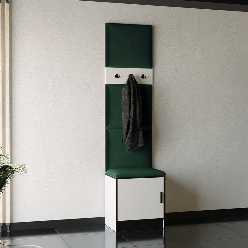 Biała garderoba 53 cm z panelami tapicerowanymi do przedpokoju RIVIO