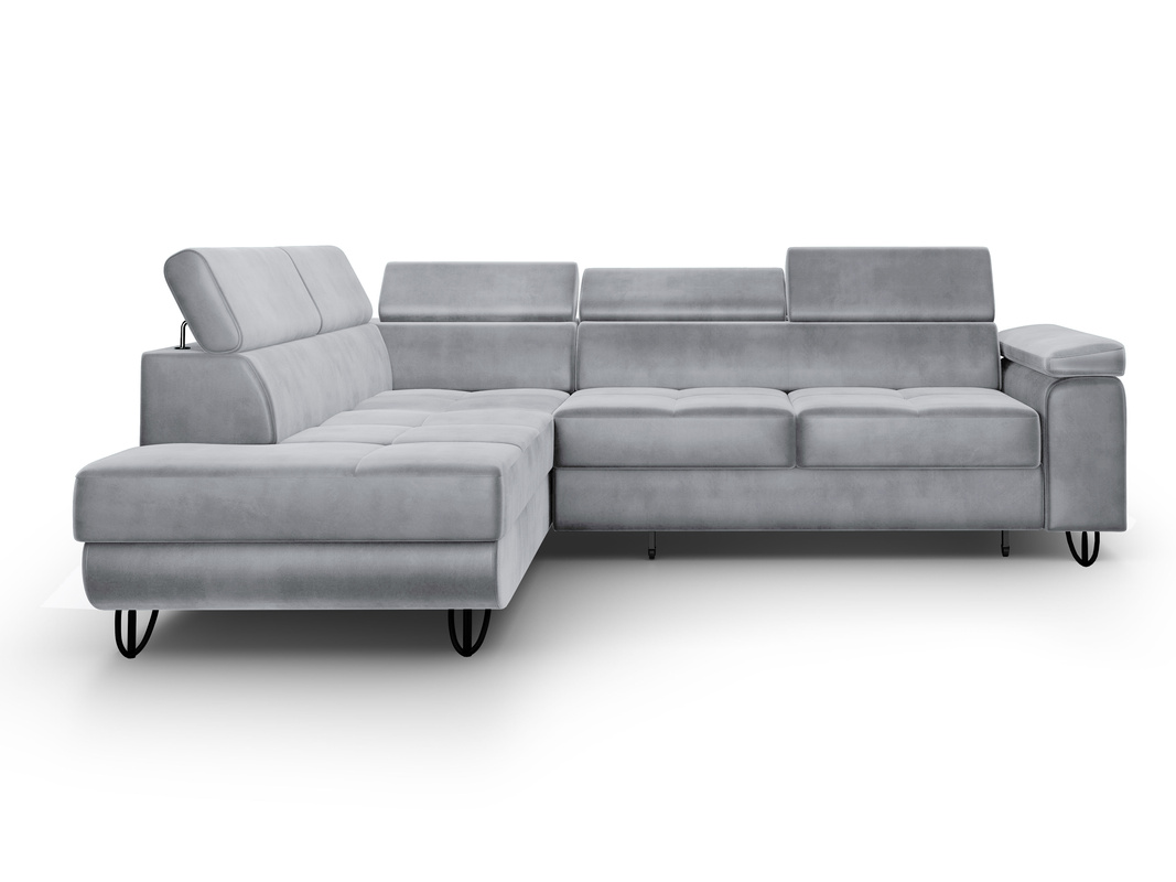 Szara kanapa narożna do salonu z funkcją spania JASSY
