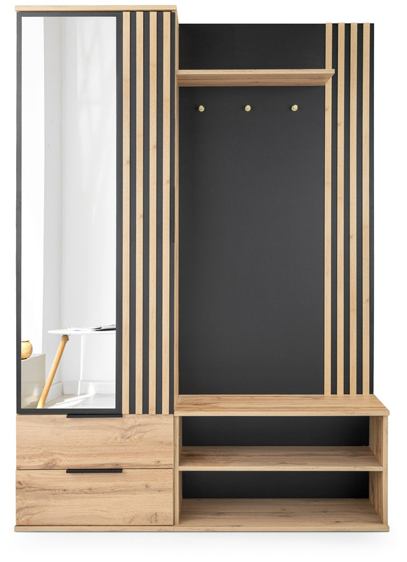 Garderoba z lustrem i lamelami do przedpokoju 140 cm LAVO