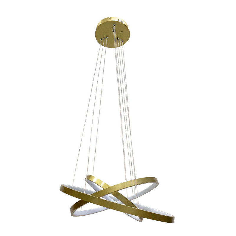 Złota lampa wisząca LED 60W do salonu LUNE metal akryl