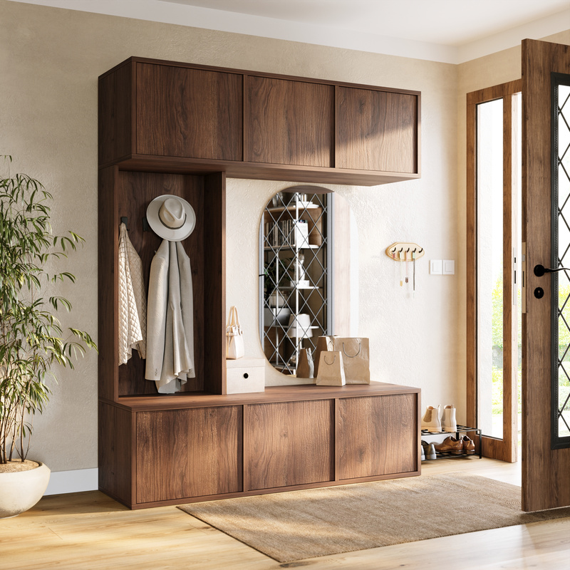 Garderoba do przedpokoju z wieszakami 150 cm HUGE orzech