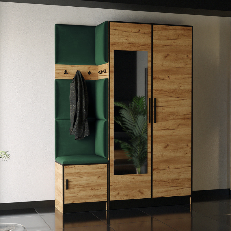 Garderoba do przedpokoju z lustrem dąb craft RIVIO