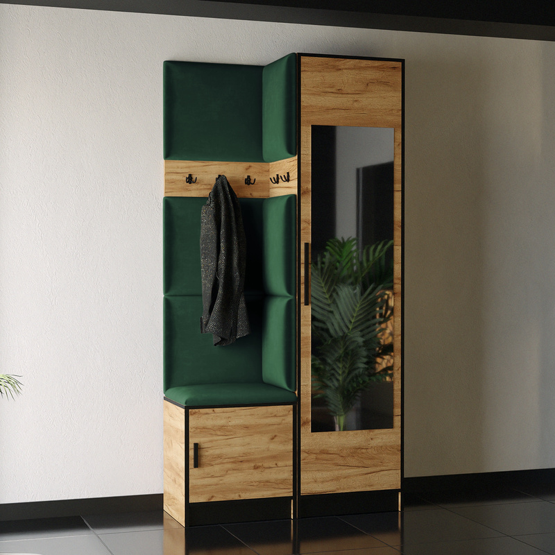 Garderoba z lustrem do przedpokoju dąb craft RIVIO