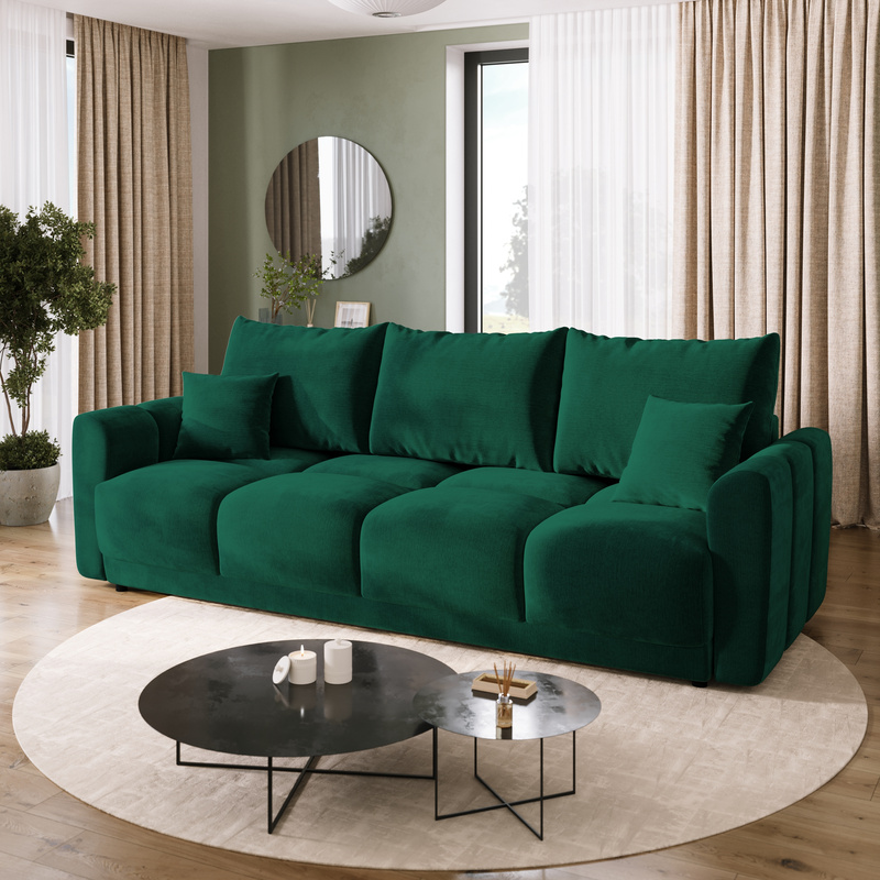 Rozkładana kanapa z funkcją spania NUBES butelkowa zieleń